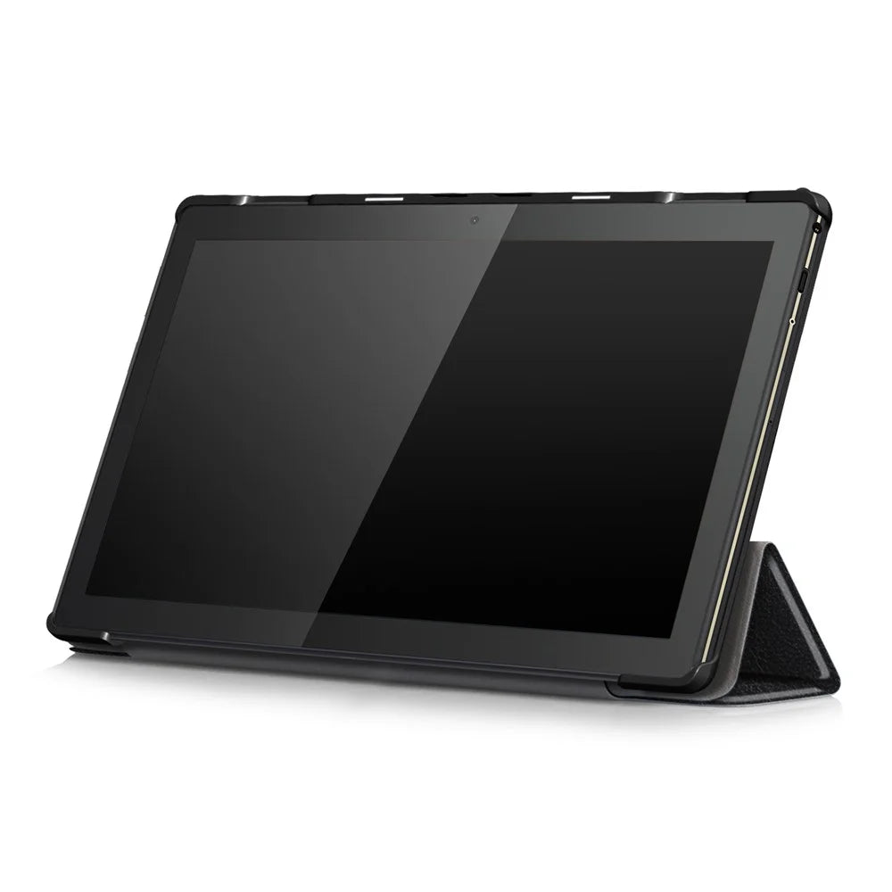 Tri-Fold Stand Leather Smart Auto Wake-Up/Sleep Case for Lenovo Tab M10 TB-X605F/TB-X505 - Black - 7