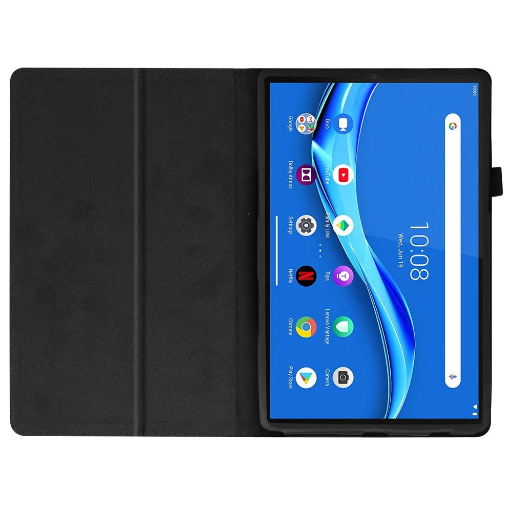 For Lenovo Tab M10 Plus TB-X606F PU Leather Case Shockproof Flip Tablet Cover with Stand Elastic Pencil Holder - Black - 5