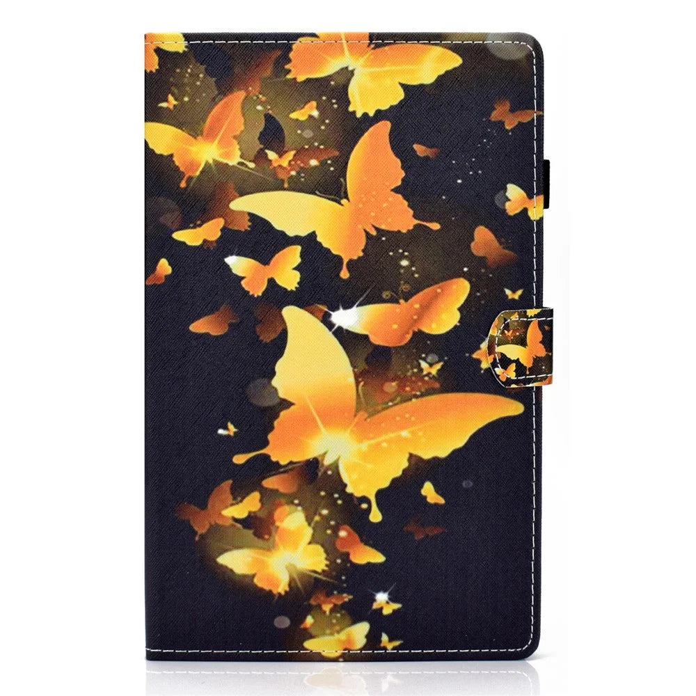 Pattern Printing Stand Card Holder Leather Tablet Case for Lenovo Tab M10 Plus TB-X606F - Gold Butterflies - 2