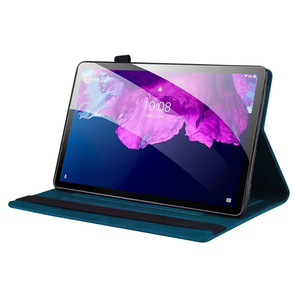 Business Style Front Pocket Design PU Leather Wallet Stand Tablet Cover Case for Lenovo Tab P11 TB-J606F / Tab P11 5G - Blue - 2