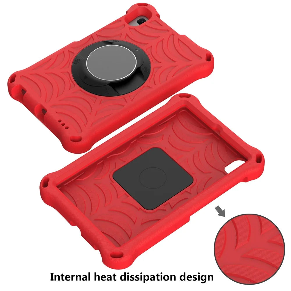 Stylish Spider Web Texture EVA Tablet Case Kickstand Cover Shell with Shoulder Strap for Lenovo Tab M8 (1st Gen) TB-8505/M8 (2nd Gen) TB-8705/M8 (3rd Gen) TB-8506 - Red - 4
