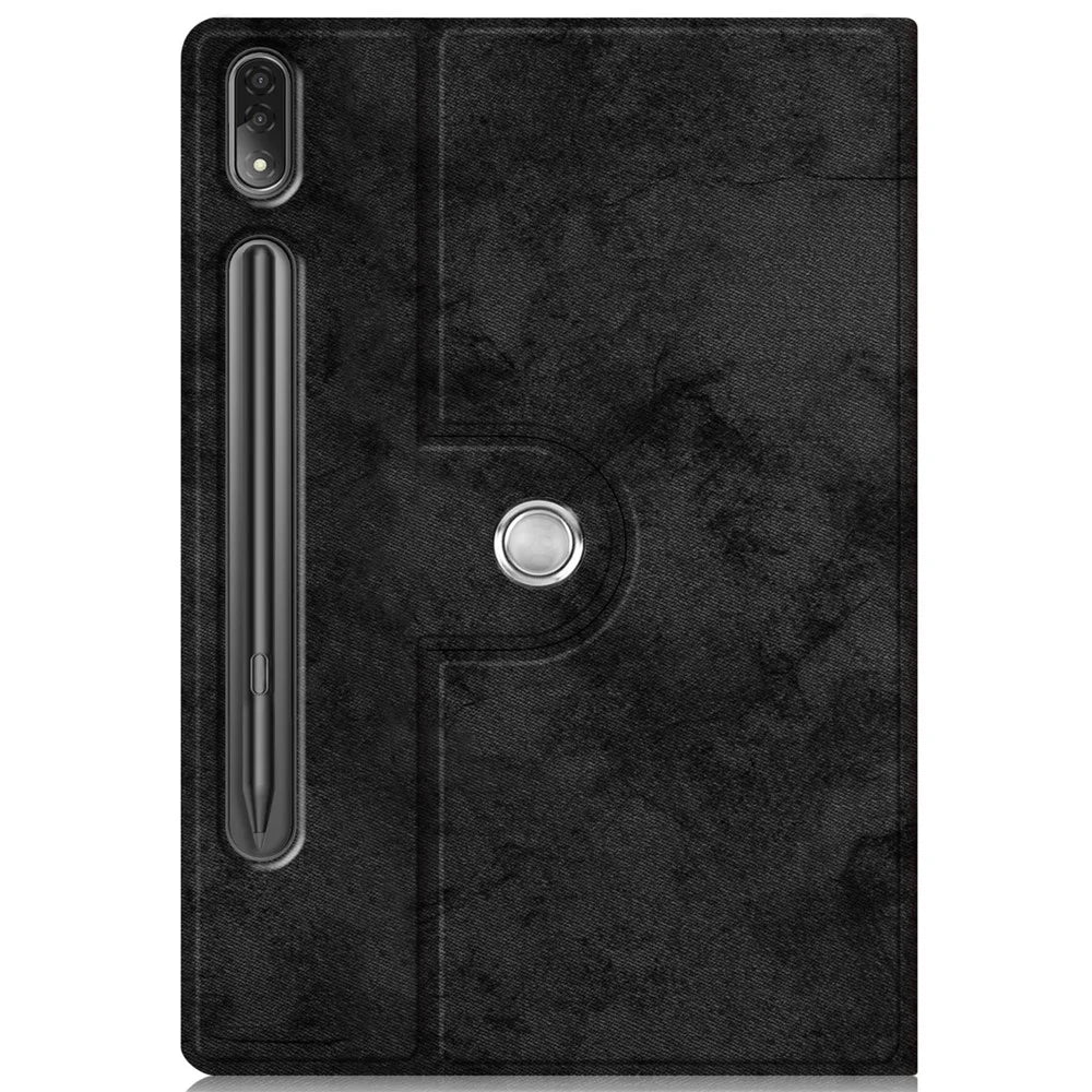 For Lenovo Tab P12 Pro 12.6 inch PU Leather Rotary Stand Tablet Case with Auto Wake/Sleep - Black - 3