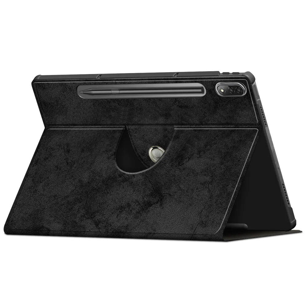 For Lenovo Tab P12 Pro 12.6 inch PU Leather Rotary Stand Tablet Case with Auto Wake/Sleep - Black - 6