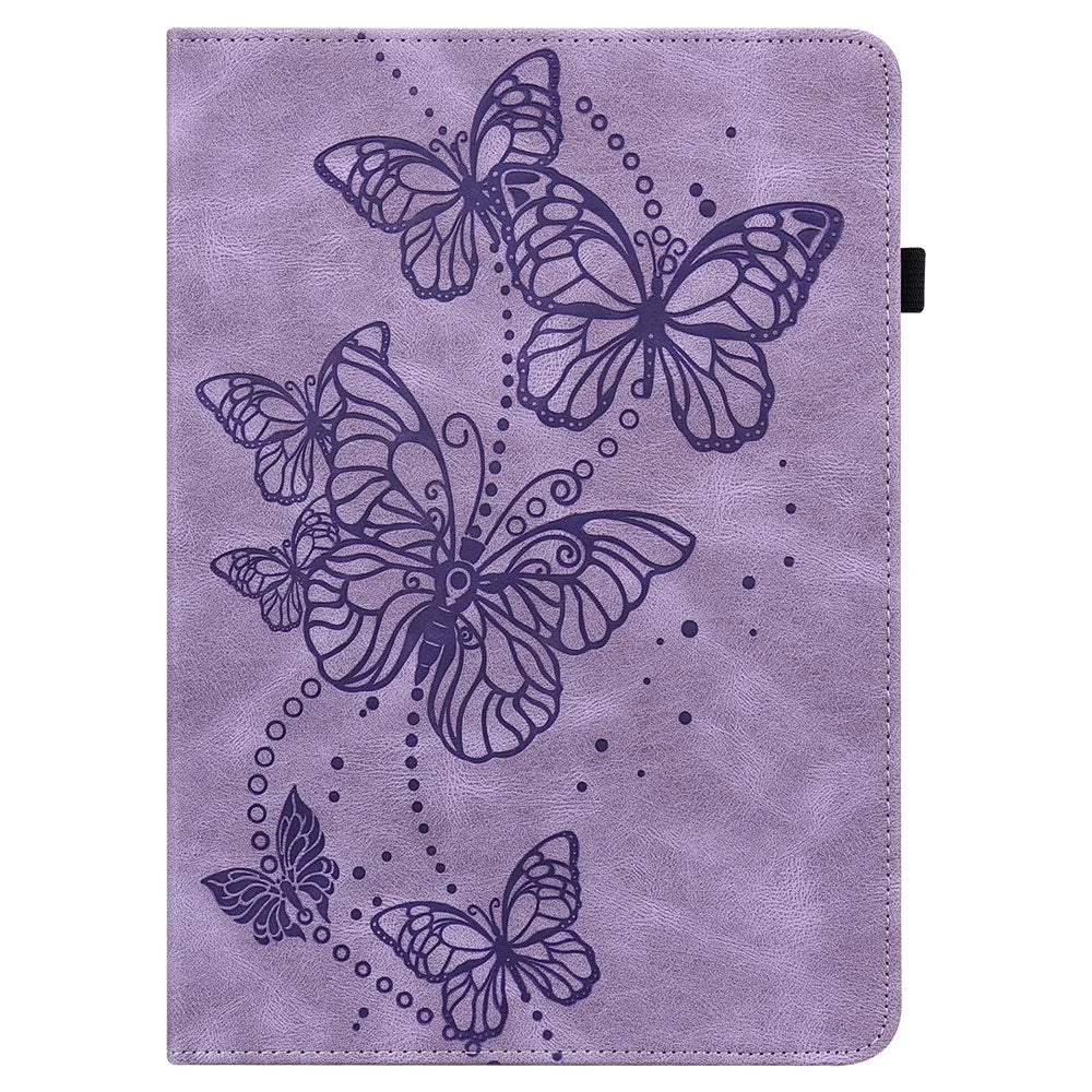 For Lenovo Tab P11 Plus Imprinting Butterflies Leather Built-in Card Slots Tablet Smart Cover Auto Wake/Sleep Stand Tablet Case - Purple - 2