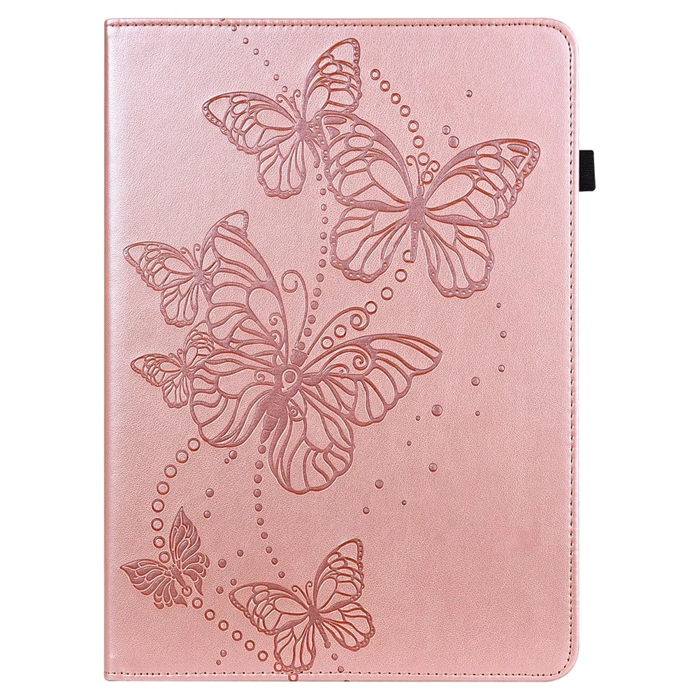 For Lenovo Tab K10 TB-X6C6F TB-X6C6L TB-X6C6X (2021) PU Leather Smart Tablet Cover Shell Auto Wake/Sleep Stand Tablet Case Imprinting Butterflies Built-in Card Slots Tablet Case - Rose Gold - 2