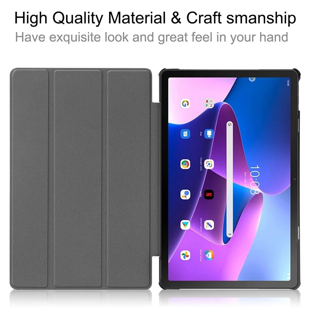 For Lenovo Tab M10 Plus (3rd Gen) Pattern Printing Tri-Fold Stand PU Leather Tablet Case with Auto Sleep / Wake - Nebula - 5