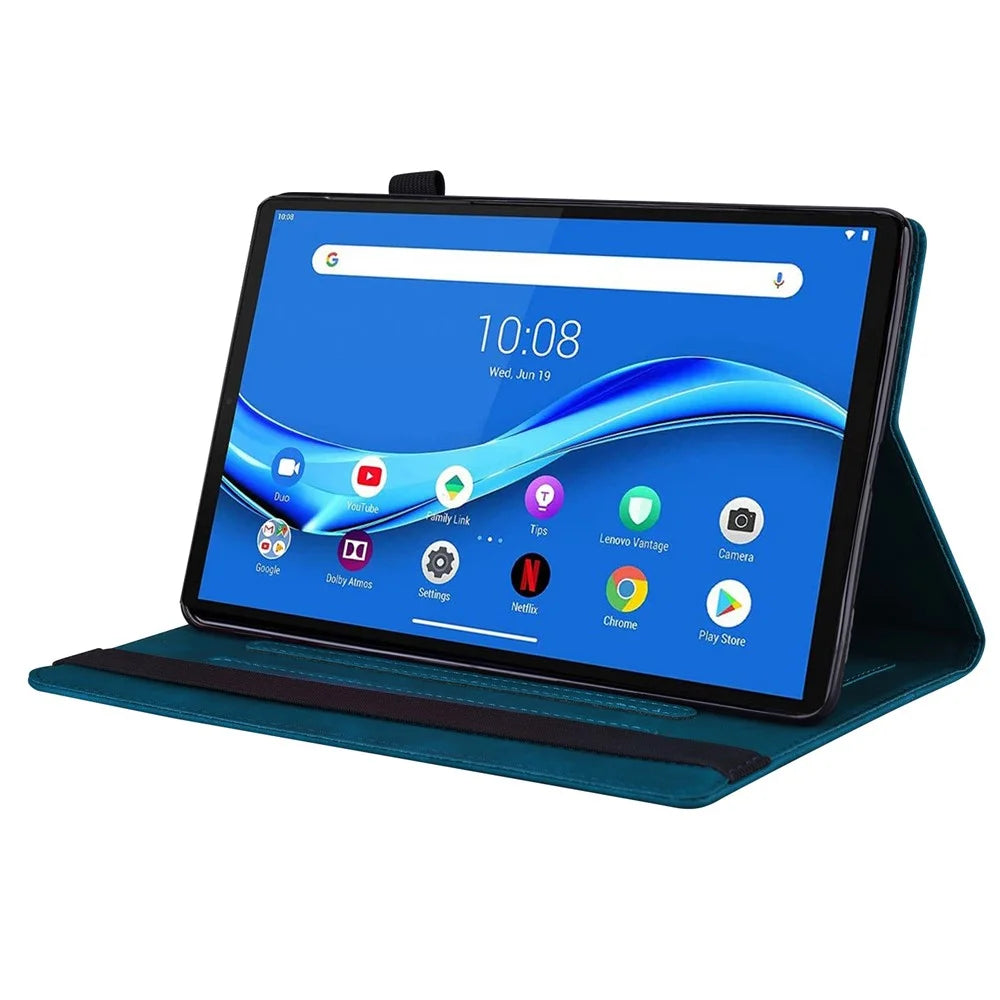 For Lenovo Tab M10 Plus (3rd Gen) 10.6 inch Tablet Case PU Leather Stand Wallet Elastic Drop-Proof Shell with Pencil Holder - Blue - 2