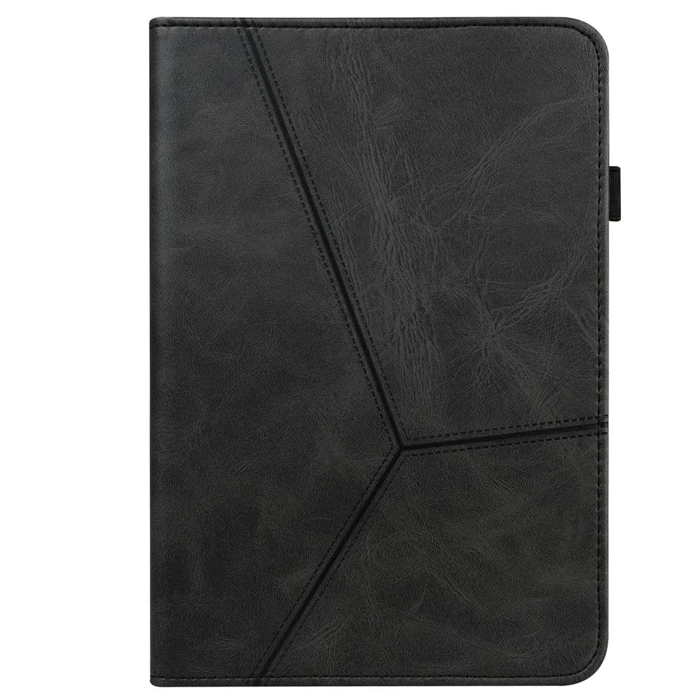 For Lenovo Tab M10 Plus (3rd Gen) / Xiaoxin Pad 2022 10.6 inch Line Imprinted PU Leather Card Holder Tablet Case with Elastic Band Closure - Black - 2