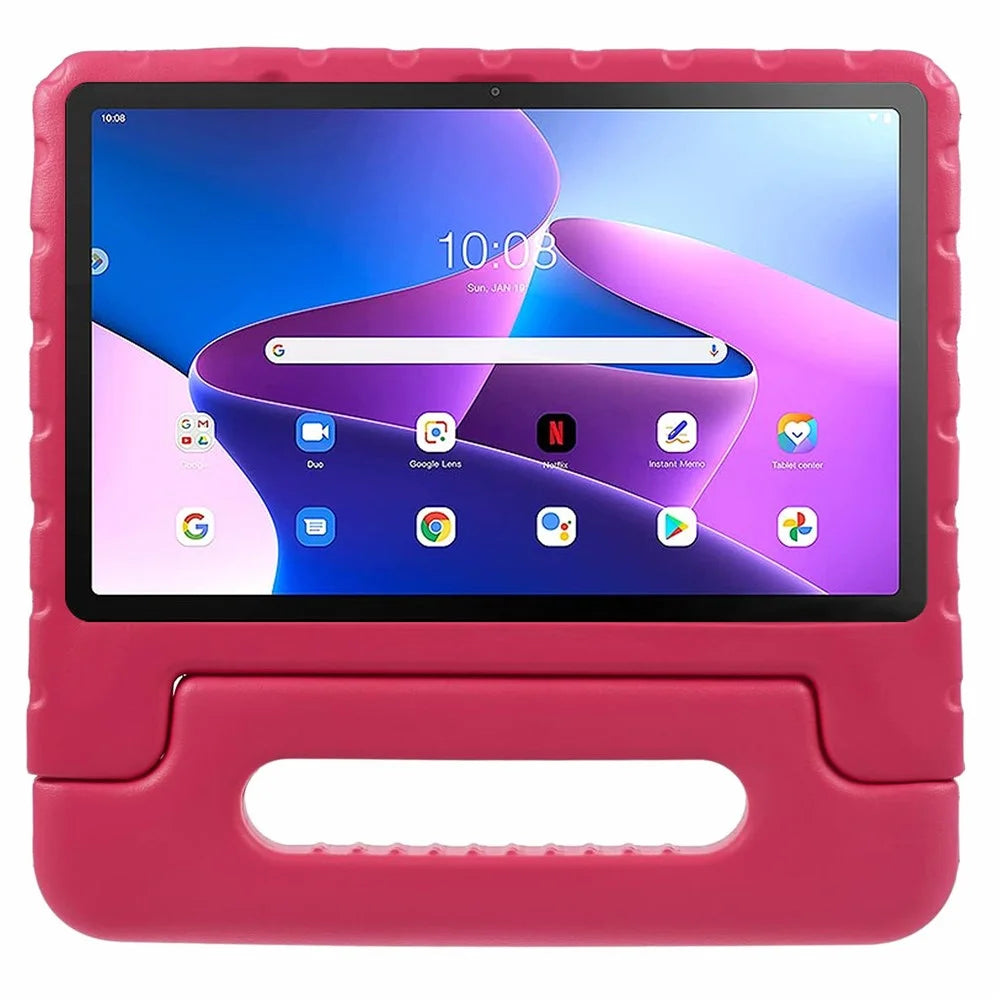 For Lenovo Tab M10 Plus (3rd Gen) / Tab M10 5G EVA Tablet Cover Portable Handle Kickstand Case - Rose - 3
