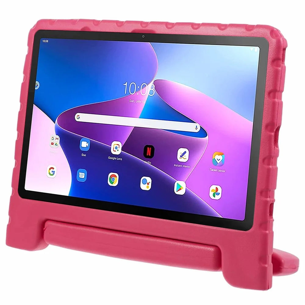 For Lenovo Tab M10 Plus (3rd Gen) / Tab M10 5G EVA Tablet Cover Portable Handle Kickstand Case - Rose - 4