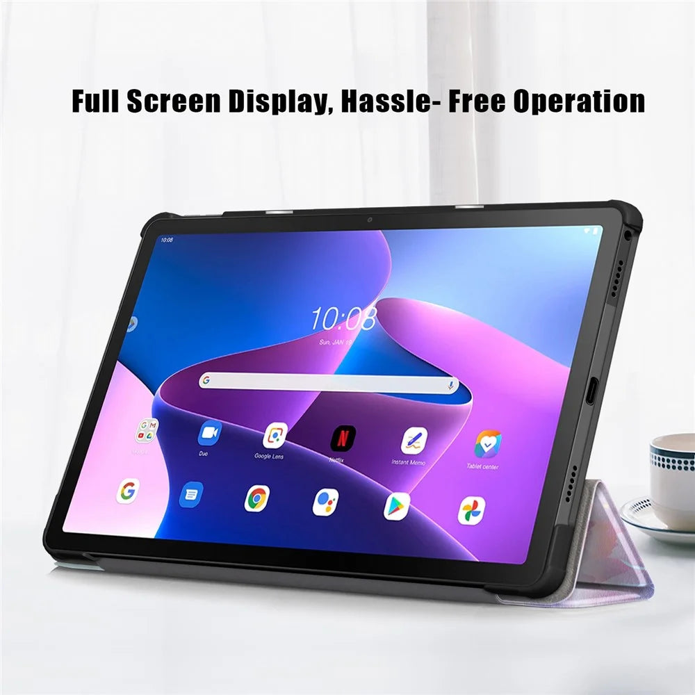 For Lenovo Tab M10 Plus (3rd Gen) / Xiaoxin Pad 2022 10.6 inch 125FTB-128F Trifold Stand Case Pattern Printing PU Leather Smart Cover - Dream Deer - 2