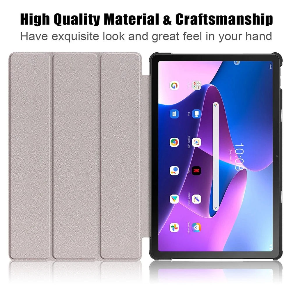 For Lenovo Tab M10 Plus (3rd Gen) / Xiaoxin Pad 2022 10.6 inch 125FTB-128F Trifold Stand Case Pattern Printing PU Leather Smart Cover - Dream Deer - 3