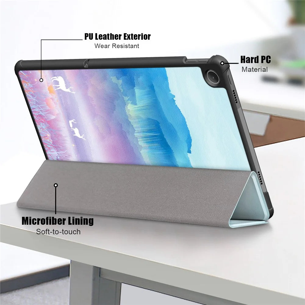 For Lenovo Tab M10 Plus (3rd Gen) / Xiaoxin Pad 2022 10.6 inch 125FTB-128F Trifold Stand Case Pattern Printing PU Leather Smart Cover - Dream Deer - 7