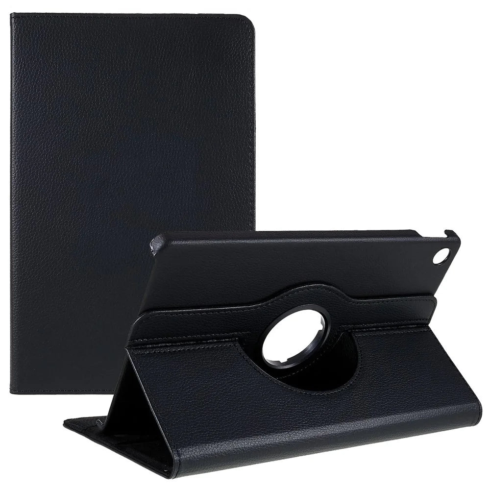 For Lenovo Tab M10 Plus (3rd Gen) / Xiaoxin Pad 2022 10.6 inch 125F / 128F Leather Tablet Case Rotating Stand Cover - Black - 1