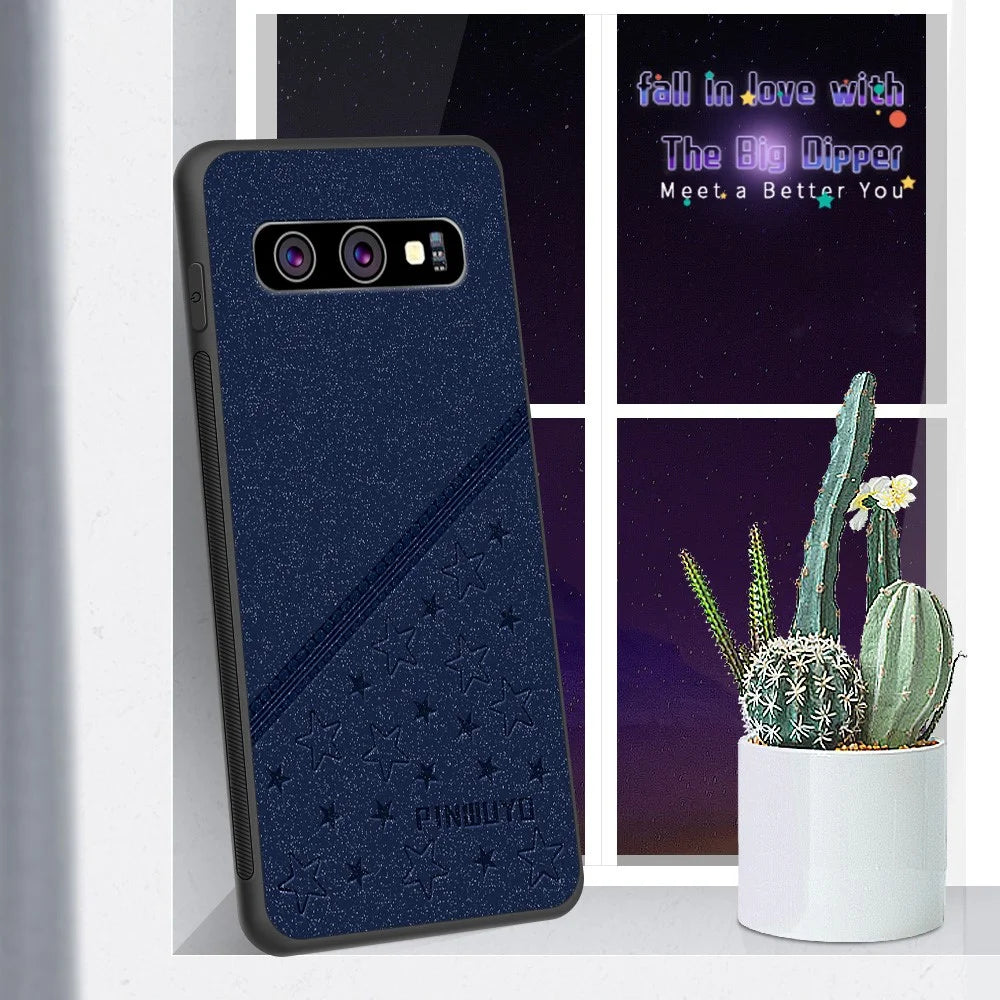 PINWUYO 360° Hemming Design Imprinting PU Leather Coated Hybrid Phone Cover Shell for Samsung Galaxy S10 - Blue - 2