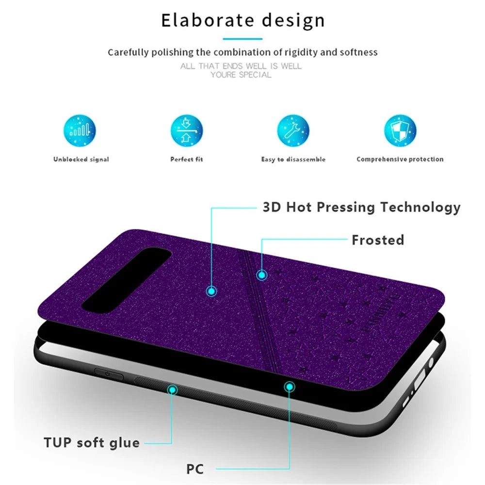 PINWUYO 360° Hemming Design Imprinting PU Leather Coated Hybrid Phone Cover Shell for Samsung Galaxy S10 - Blue - 4