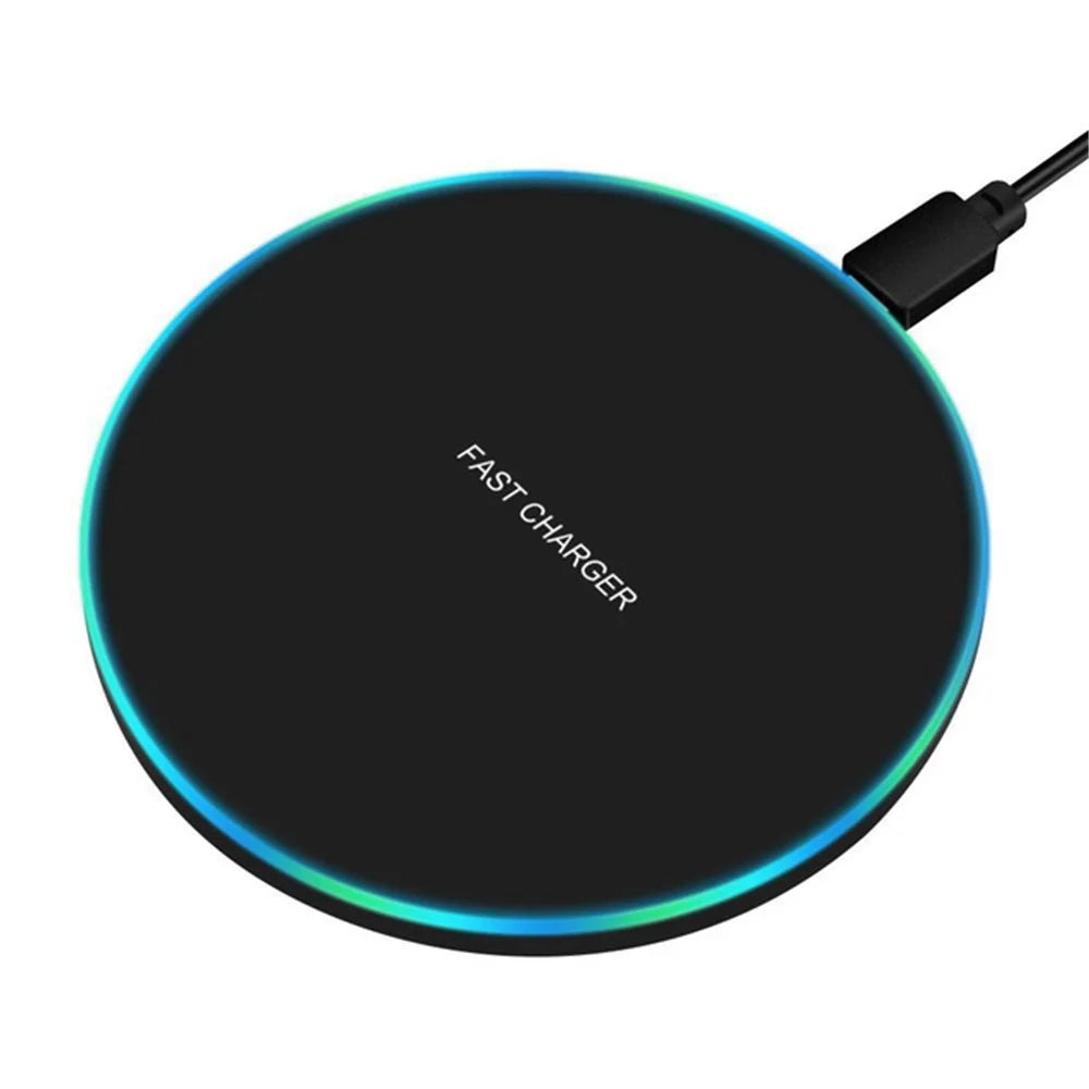 GY-68 Ultra-thin Metal Wireless Fast Charger 10W/7.5W Support FOD Function - Black - 2