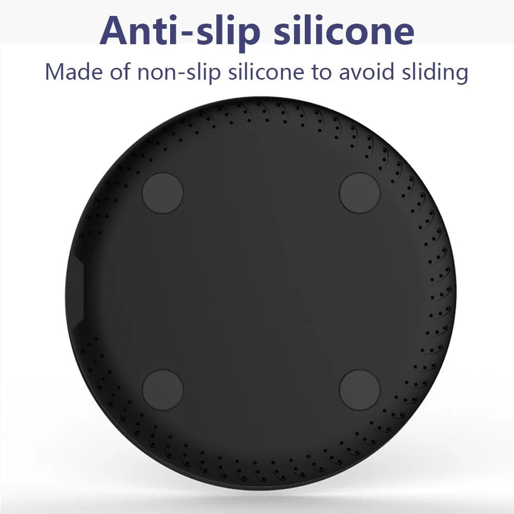 Q18 Round Shape Wireless Charger 15W Fast Charging Desktop Charging Pad - Black - 3