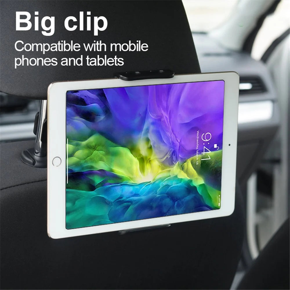 LENUO CL-26 360° Rotary Car Headrest Bracket Phone Tablet Holder for iPhone iPad Max Width 20cm - Black - 5