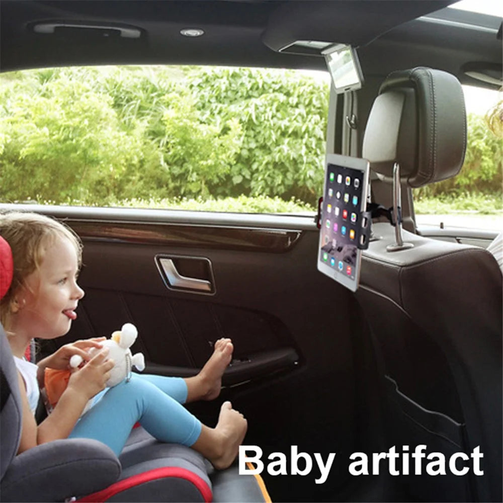 LENUO CL-26 360° Rotary Car Headrest Bracket Phone Tablet Holder for iPhone iPad Max Width 20cm - Black - 6