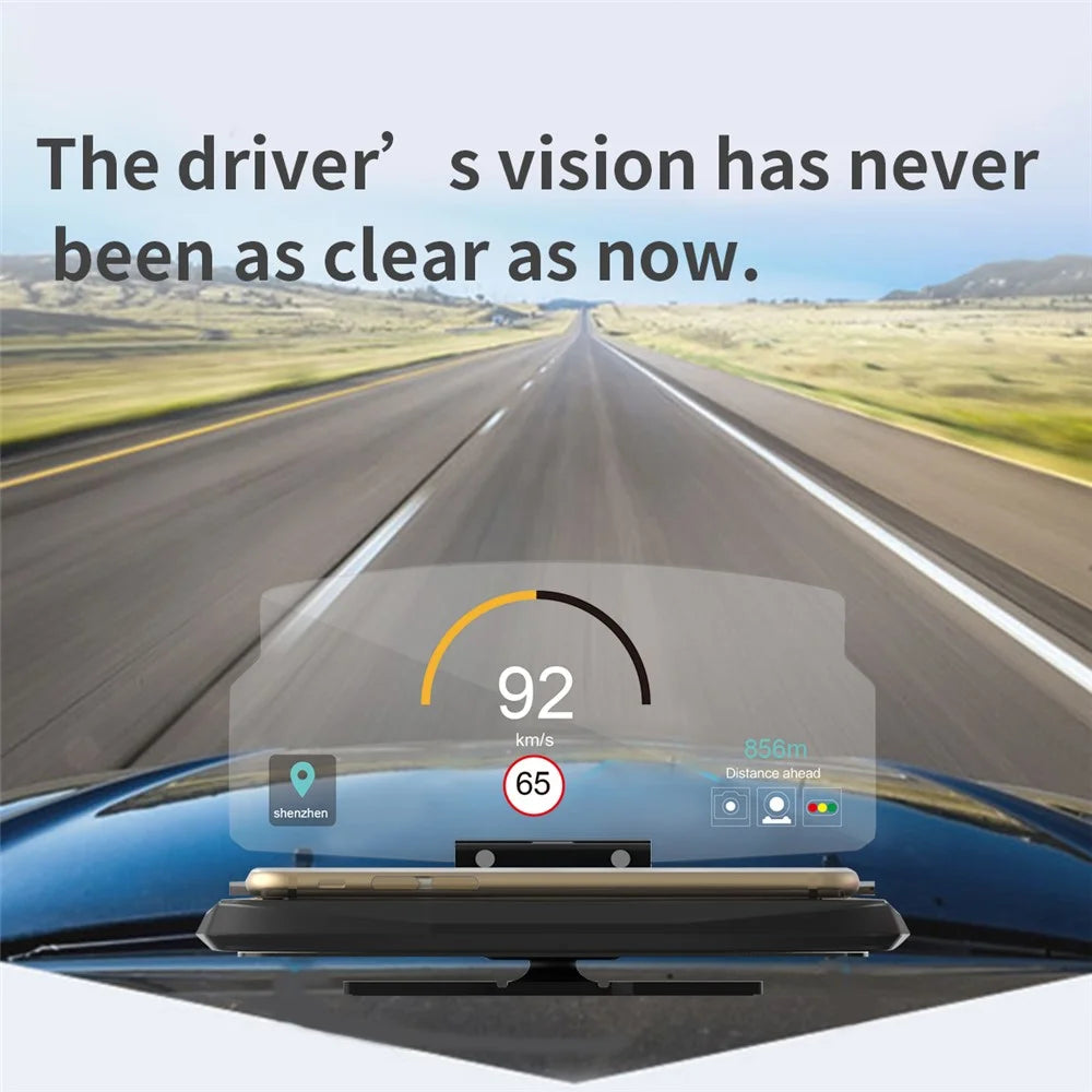 Car Head Up Display HUD Car Cell Phone GPS Navigation Image Reflector Holder - Black - 2