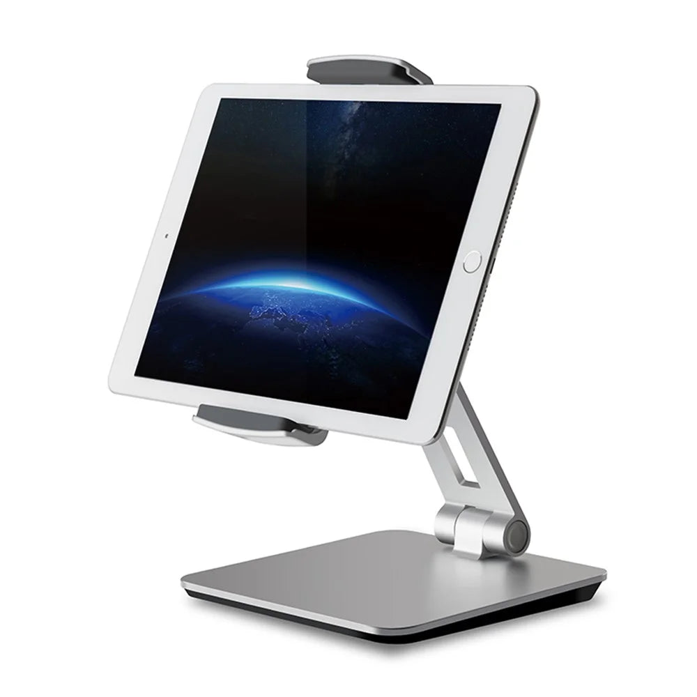 Foldable Rotary Aluminium Alloy 4-14 inch Phone Tablet Bracket Desktop Holder Stand - Grey - 2