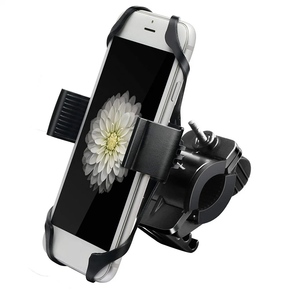 15-22mm Bicycle Motorcycle Handlebar Mount 360 Degree Rotating Mobile Phone Holder Bracket - All Black - 2