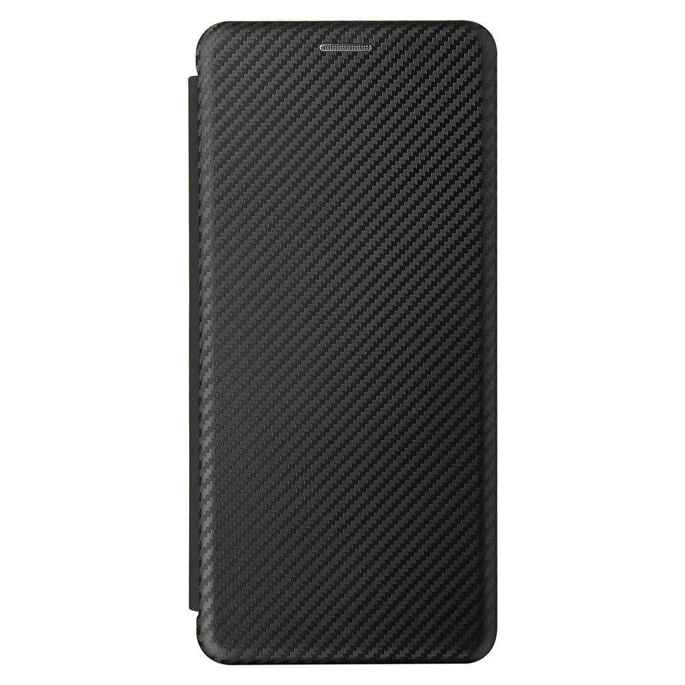 Auto-absorbed Stand Cover for ZTE Axon 20 5G (ZTE A20 5G) Carbon Fiber Texture Leather Case - Black - 2