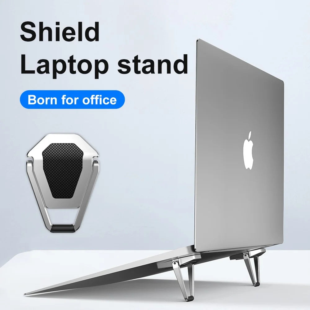 R-JUST 1 Pair Shield Shape Foldable Laptop Desktop Holder Riser Aluminium Alloy Notebook Stand - 2
