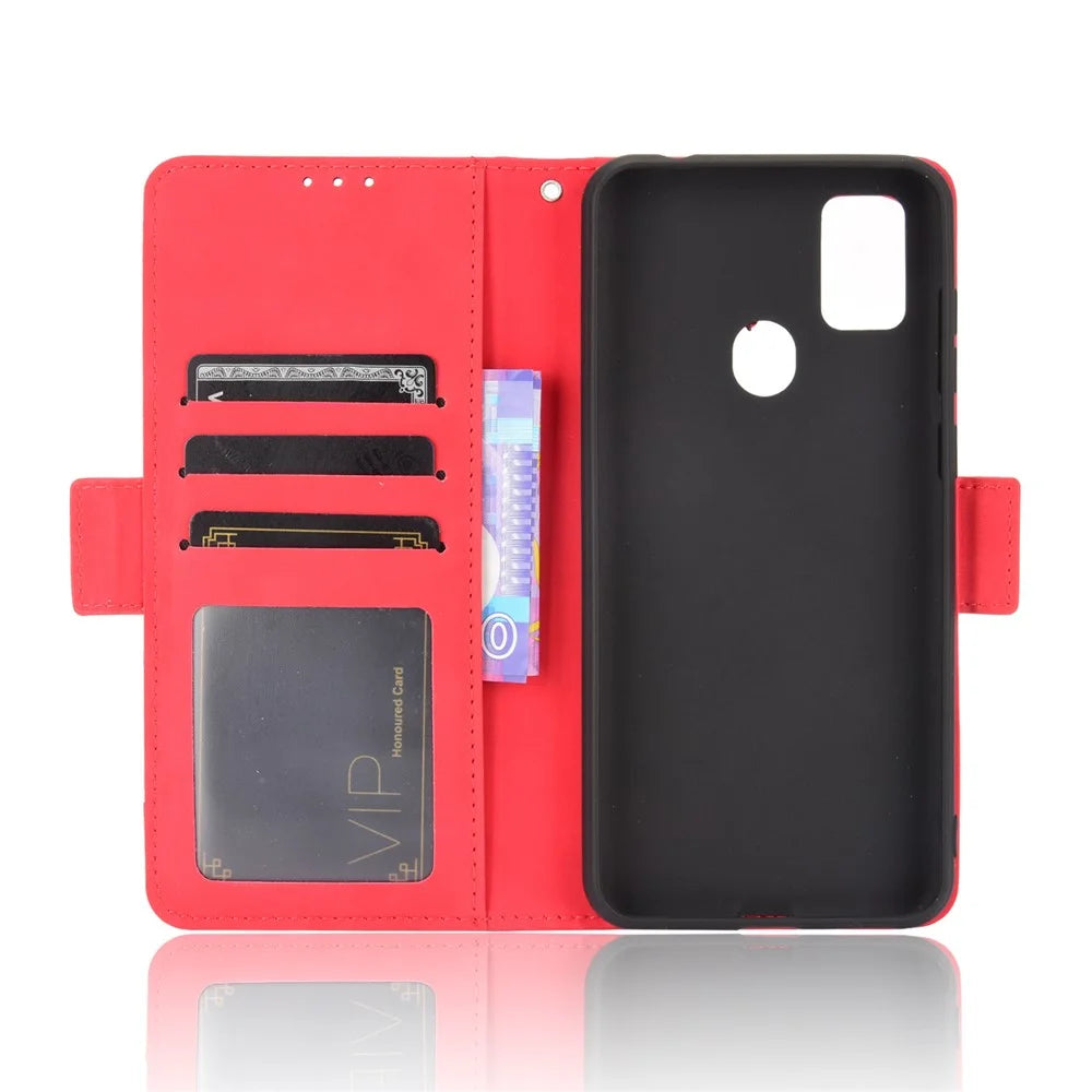 Full Protection Leather Wallet Protective Case with Multiple Card Slots for ZTE Blade A7s 2020 - Red - 5