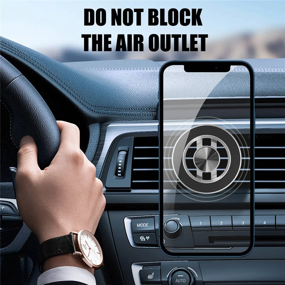 R-JUST ZC03 Wheel Hub Design Magnetic Car Phone Holder Air Vent Mount 360 Degree Rotation Cellphone Stand - Black - 2