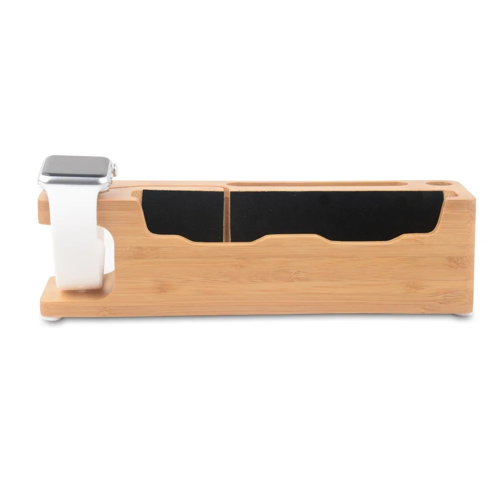 DCR-008 Desktop Station Bamboo Wood Charging Dock Holder for Apple Watch iPhone Samsung Huawei - 7