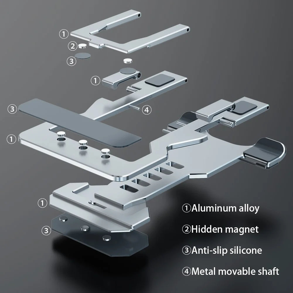 R-JUST HZ06 Multi-angle Adjustable Phone Holder Mount Universal Foldable Tablet Desk Desktop Stand Bracket for iPhone - Grey - 5
