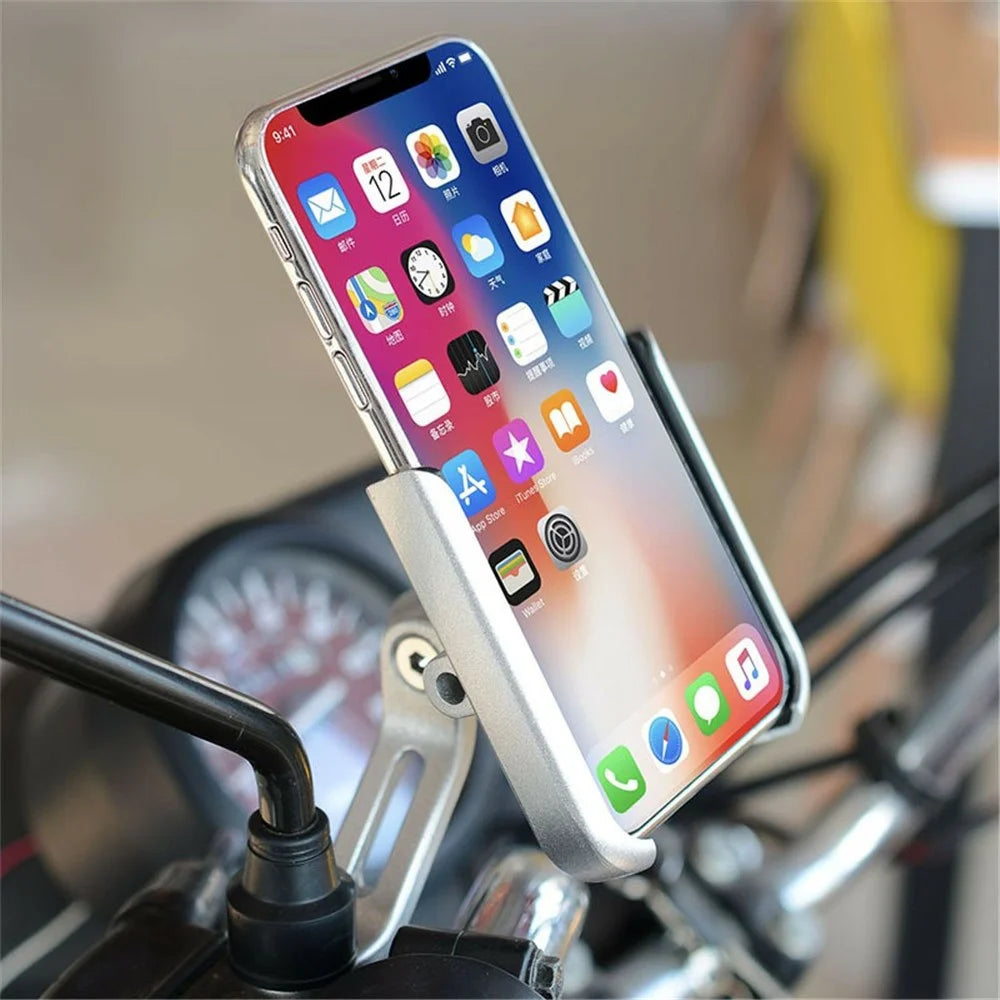 WUPP Universal Motorcycle Bike Aluminum Handle Bar Adjustable Mobile Phone Bracket GPS Stand Holder Mount - Silver - 3