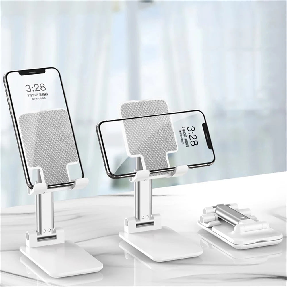 T9-2 Portable Foldable Telescopic Phone Mount Holder Adjustable Angle Mobile Phone Stand Bracket - White - 2