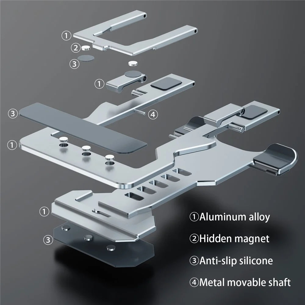 Portable Foldable Aluminum Alloy Cell Phone Holder Adjustable Desktop Phone Bracket Stand - Grey - 5