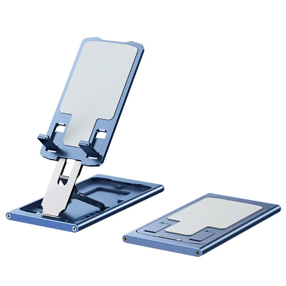 R-JUST HZ16 Universal Foldable Desktop Mobile Phone Tablet Holder Bracket Adjustable Metal Stand - Blue - 1