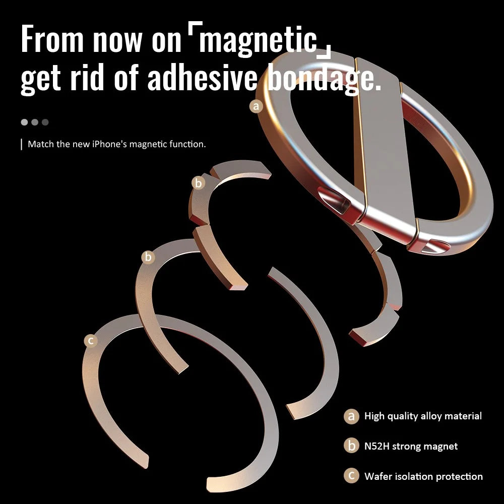 R-JUST SJ20 Ring Shape Magnetic Suction Mobile Phone Holder Desktop Bracket Hands-free Stand - Silver - 3