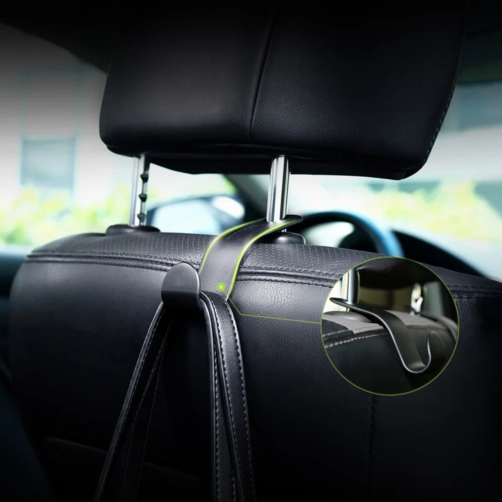 UGREEN 2Pcs Car Seat Headrest Hooks Universal Back Seat Organizer Hanger Storage Hook for Handbag Purse Grocery Bag - 6