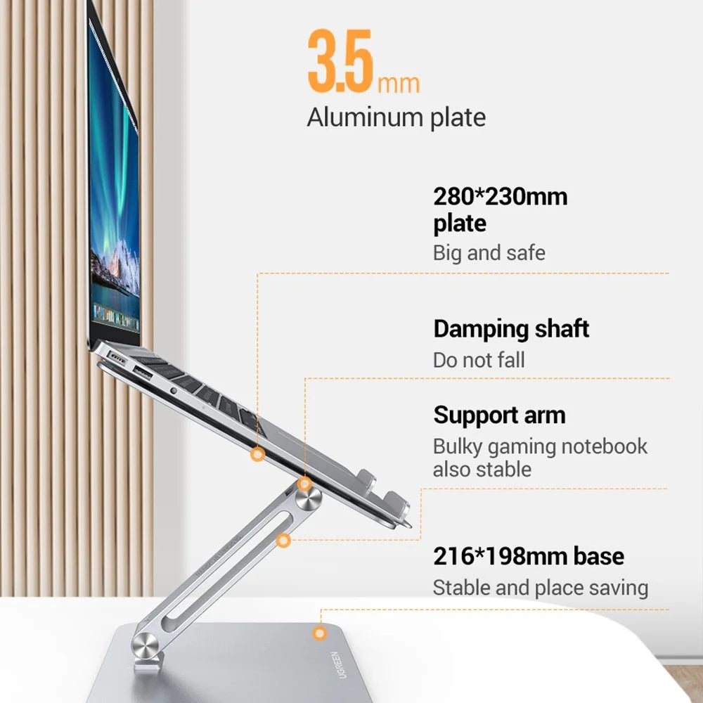 UGREEN 40291 Folding Aluminum Laptop Stand with Multi-Angle Adjustable Portable Desktop Tablet Holder for MacBook Air Pro Computers - 5