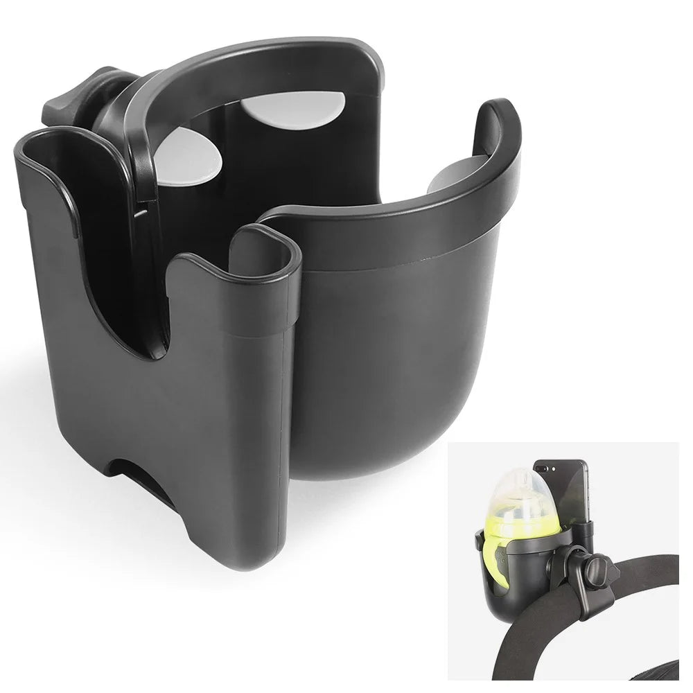 Infant Baby Stroller 2-in-1 ABS Milk Bottle Cup Holder Organizer with Phone Holder - Black - 1