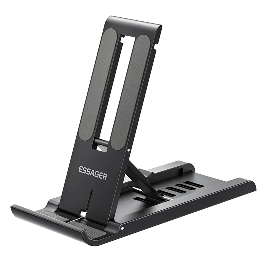 ESSAGER Portable Mobile Phone Holder Adjustable Foldable Desktop Phone Bracket Stand - Black - 1