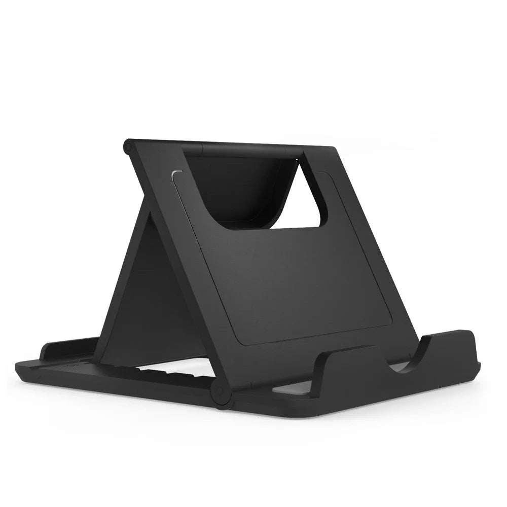 For iPhone Samsung Phone Bracket 6-angle Adjustment Portable Fold-up Desktop Holder Stand - Black - 2