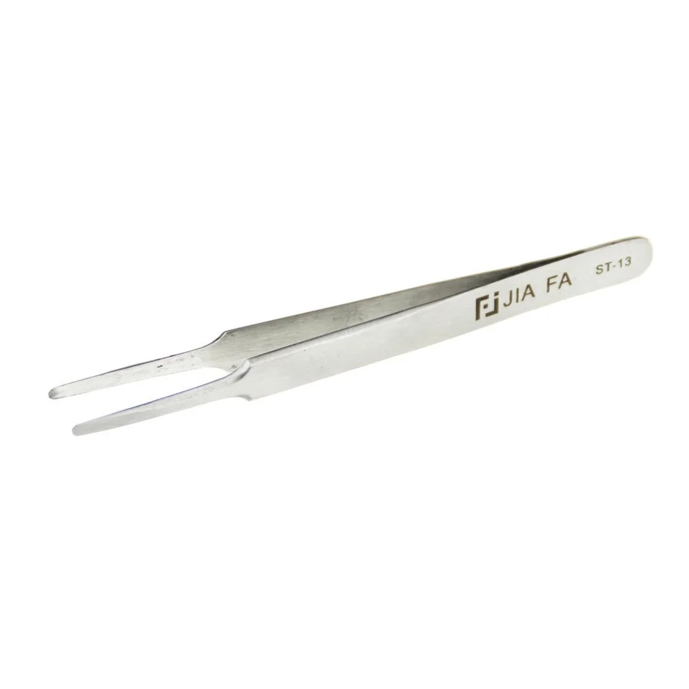 ST-13 High Strength Stainless Steel Flat Tipped Straight Tweezers Professional Tool - 1