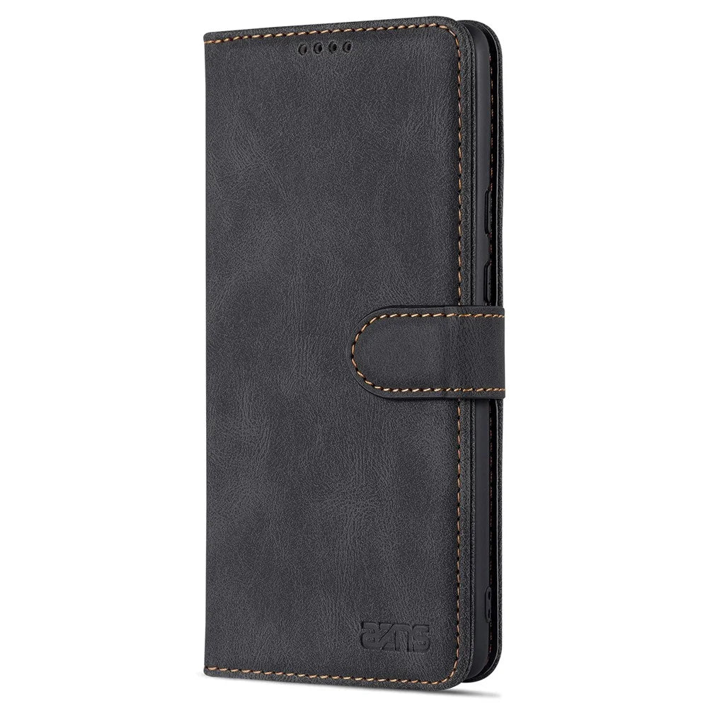 AZNS TPU+PU Leather Wallet Stand Phone Case Well-protected Flip Phone Shell for Google Pixel 6 Pro - Black - 2