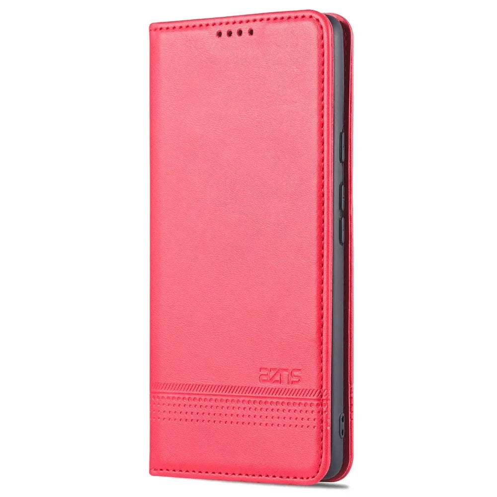 AZNS Smooth Wallet Design Durable PU Leather Shockproof Phone Cover Case for Google Pixel 6 Pro - Red - 2