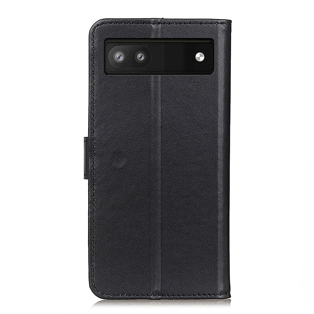 Anti-Drop Flip Folio PU Leather Shell Foldable Stand Design Wallet Phone Case for Google Pixel 6a - Black - 3
