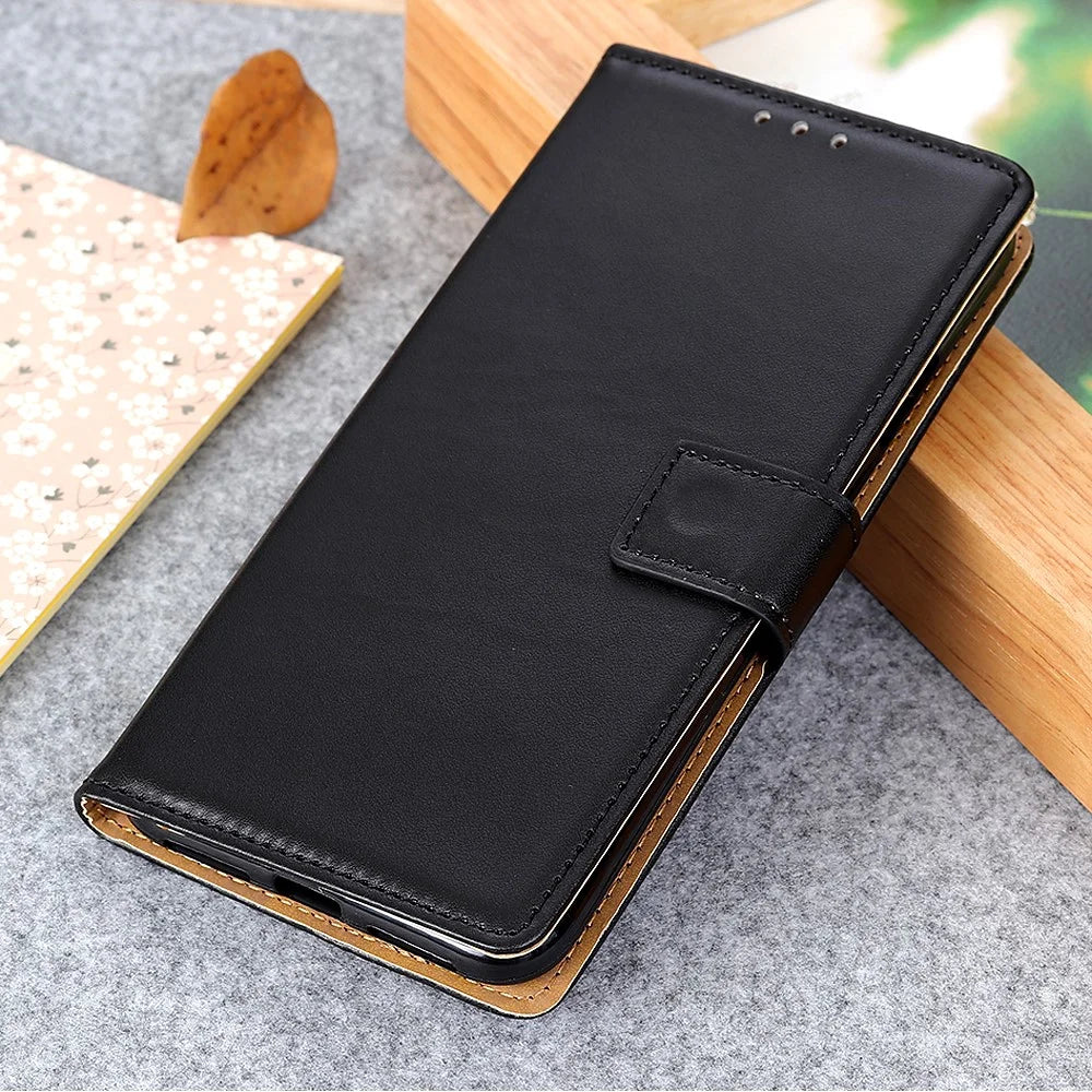 Anti-Drop Flip Folio PU Leather Shell Foldable Stand Design Wallet Phone Case for Google Pixel 6a - Black - 6