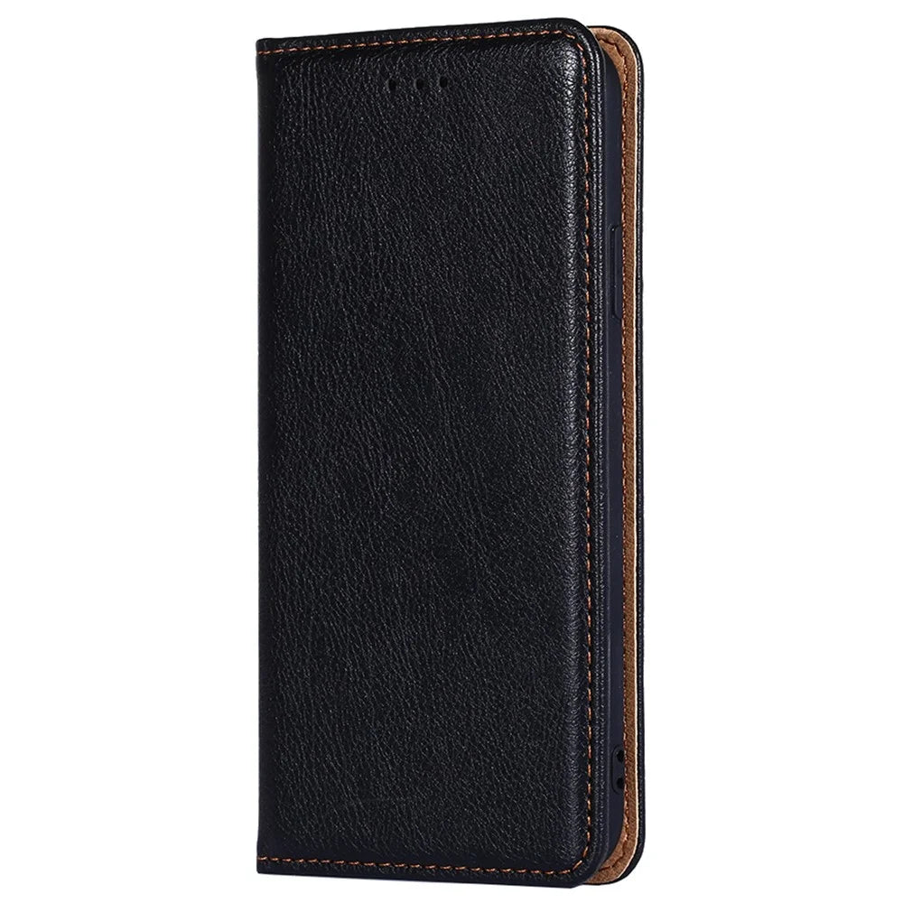 Flip PU Leather + TPU Bumper Stand Cover Wallet Auto-absorbed Phone Case for Google Pixel 6a  - Black - 2