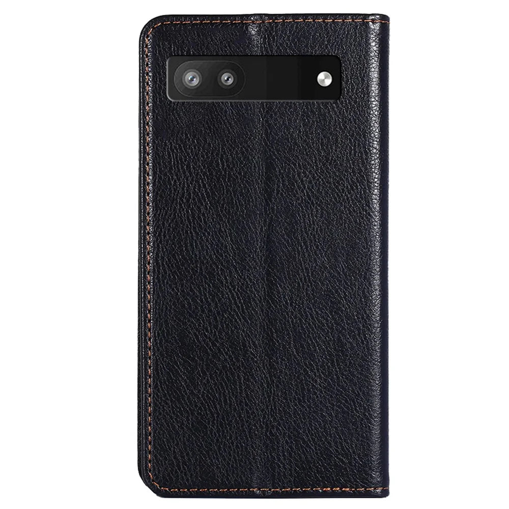 Flip PU Leather + TPU Bumper Stand Cover Wallet Auto-absorbed Phone Case for Google Pixel 6a  - Black - 3
